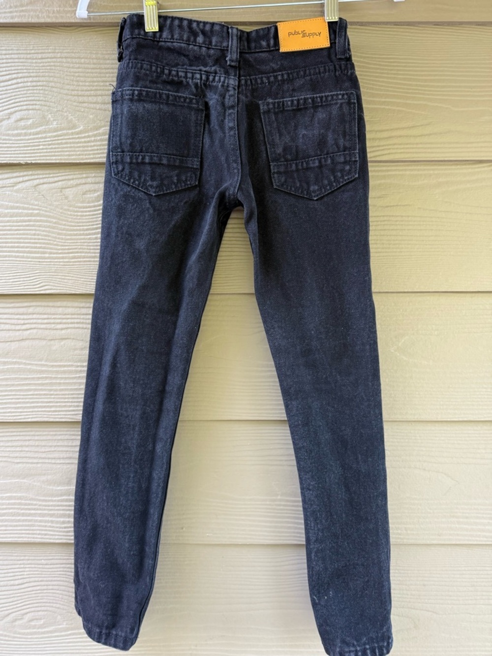 Public Supply NY Boys' Black Distressed-Style Graphics Patch Jeans Red Accent - Picture 7 of 10